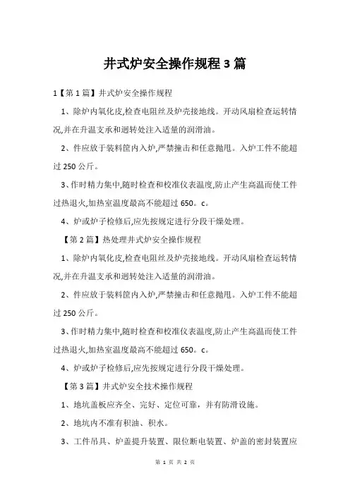 井式炉安全操作规程3篇