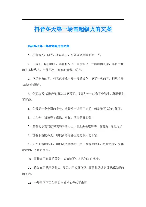 抖音冬天第一场雪超级火的文案