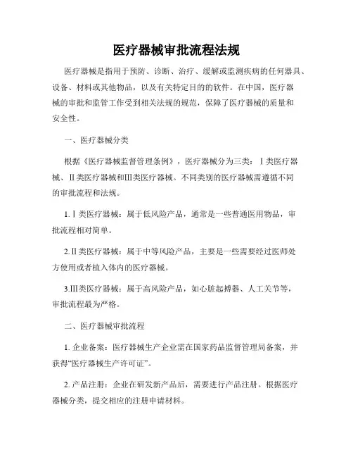 医疗器械审批流程法规