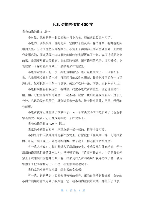 我和动物的作文400字
