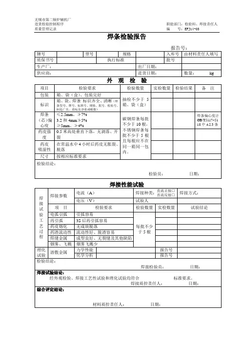 焊条检验报告.doc