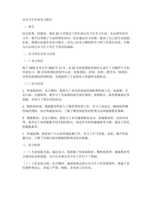 公卫的毕业实习报告