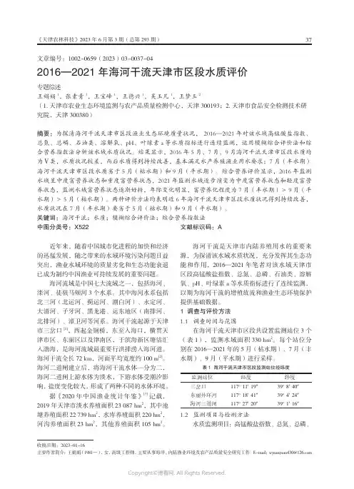 2016—2021_年海河干流天津市区段水质评价