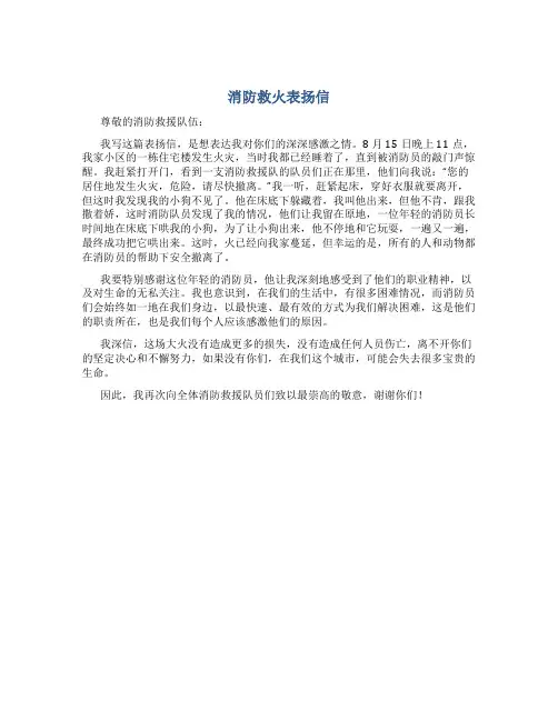 消防救火表扬信