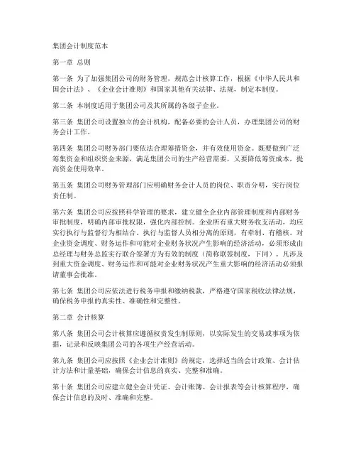 集团会计制度范本