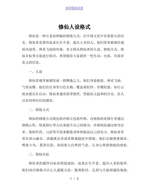 修仙人设格式