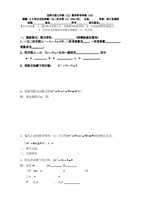 (13)2.3用公式法求解一元二次方程(1)