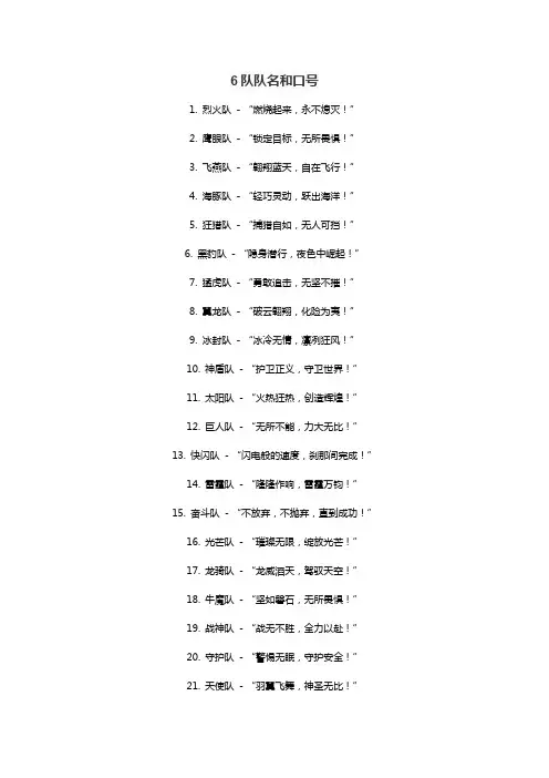 6队队名和口号