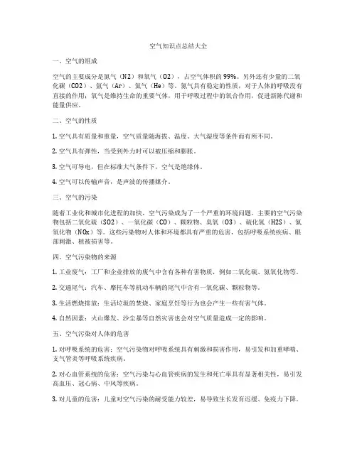 空气知识点总结大全