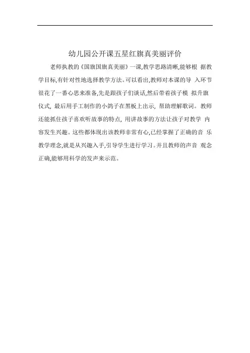 幼儿园公开课五星红旗真美丽评价