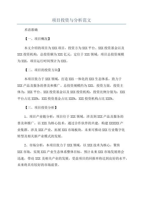 项目投资与分析范文