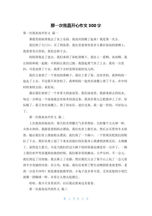 那一次我真开心作文300字