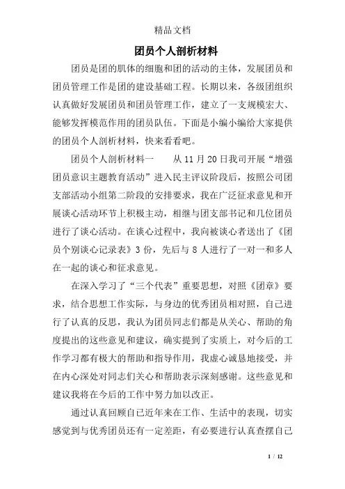 团员个人剖析材料