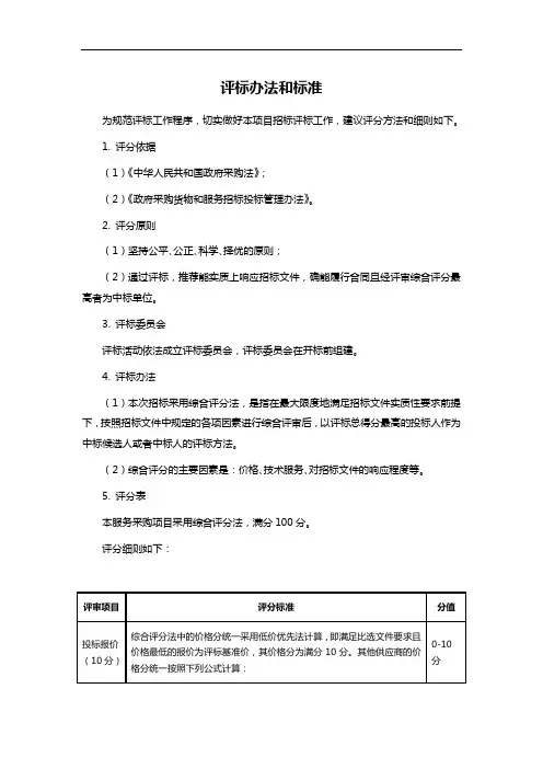 评标办法和标准