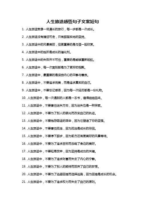 人生旅途感悟句子文案短句