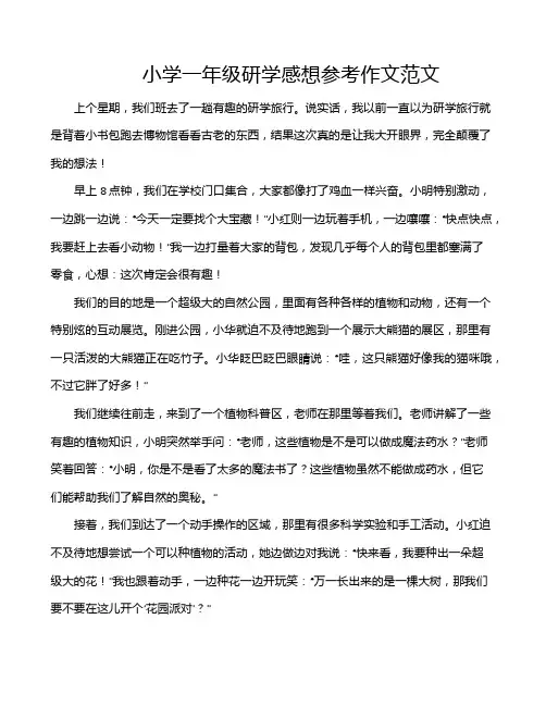 小学一年级研学感想参考作文范文