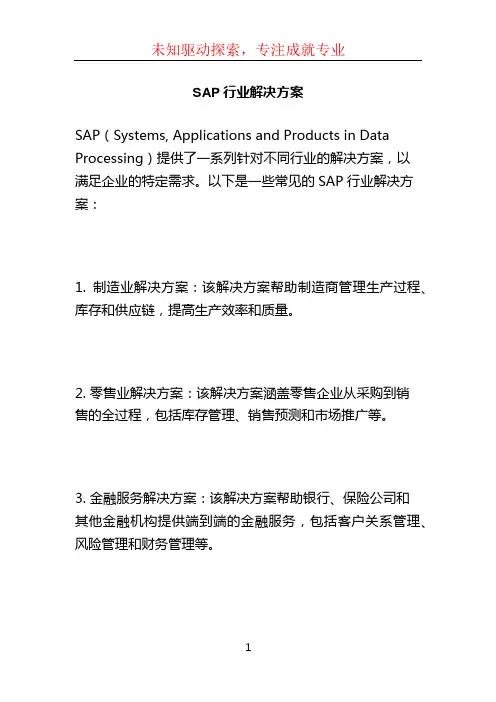 SAP行业解决方案