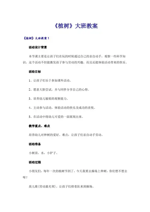 《植树》大班教案