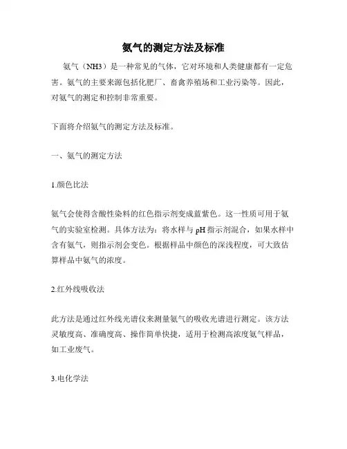 氨气的测定方法及标准