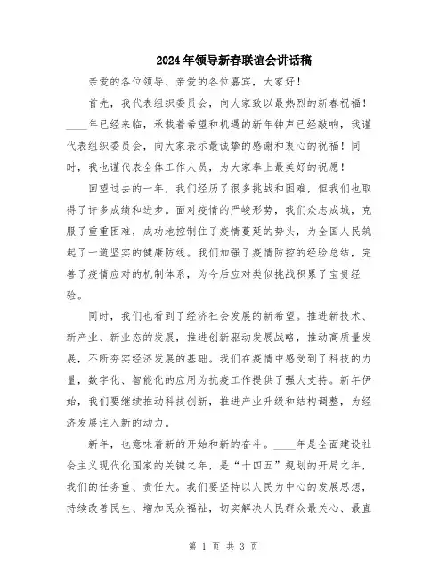 2024年领导新春联谊会讲话稿