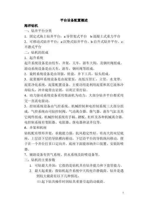 海上采油平台设备配置概述