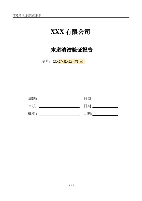 末道清洗验证报告