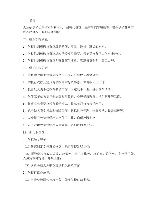 学校组织结构管理制度