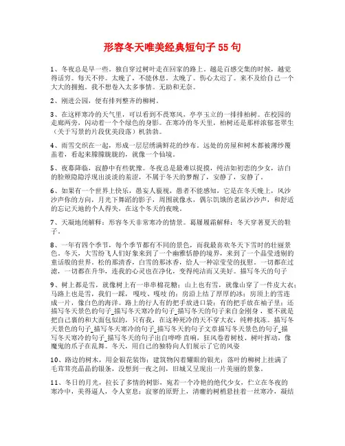 形容冬天唯美经典短句子55句