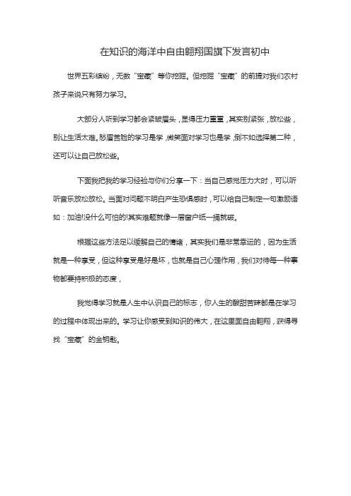 在知识的海洋中自由翱翔国旗下发言初中