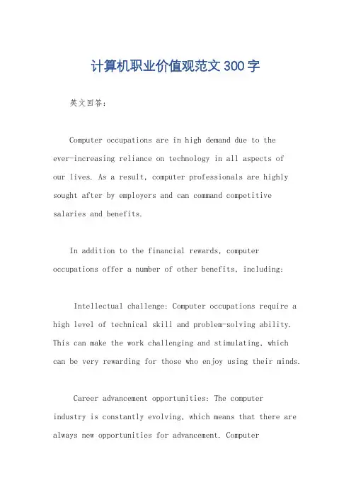 计算机职业价值观范文300字