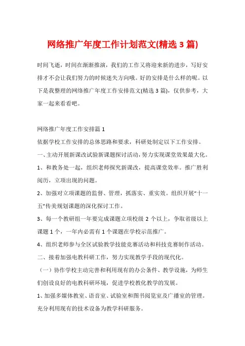 网络推广年度工作计划范文(精选3篇)