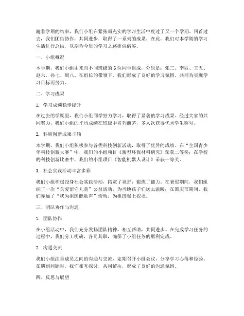 中学生小组总结范文