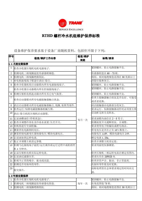 冷水机组维保标准