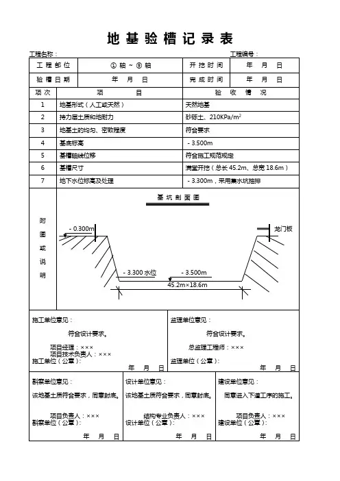 地基验槽记录表