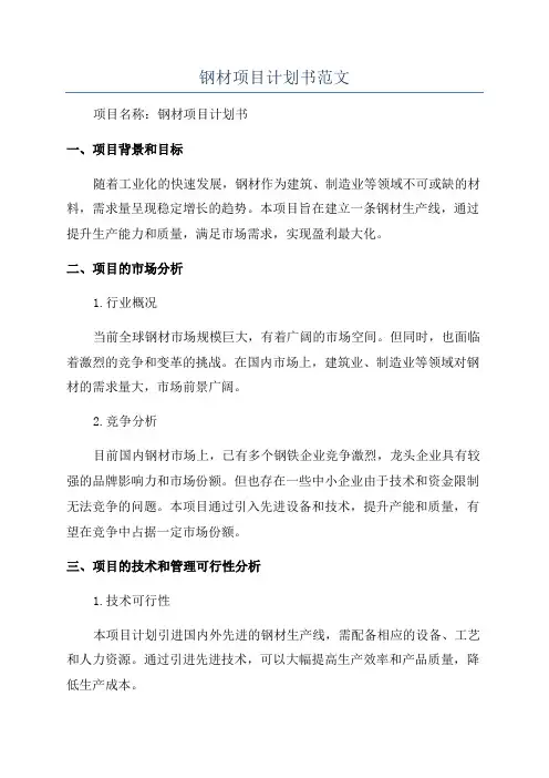 钢材项目计划书范文