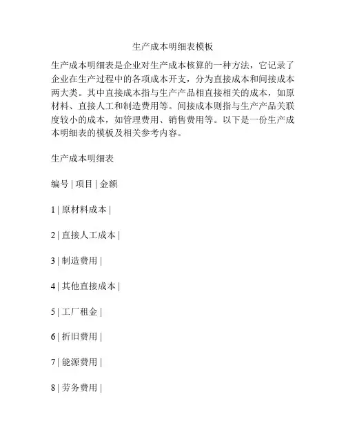 生产成本明细表模板