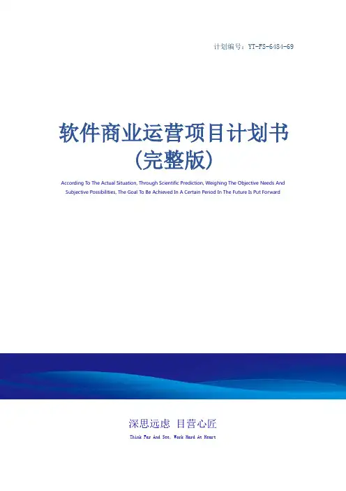 软件商业运营项目计划书(完整版)
