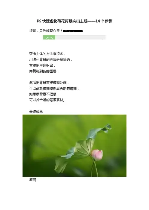 PS快速虚化荷花背景突出主题——14个步骤