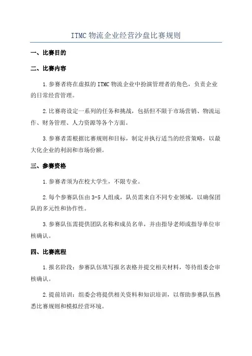 ITMC物流企业经营沙盘比赛规则