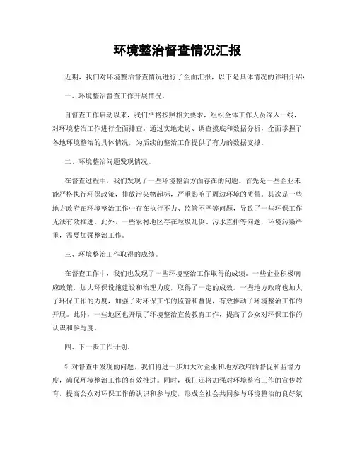 环境整治督查情况汇报