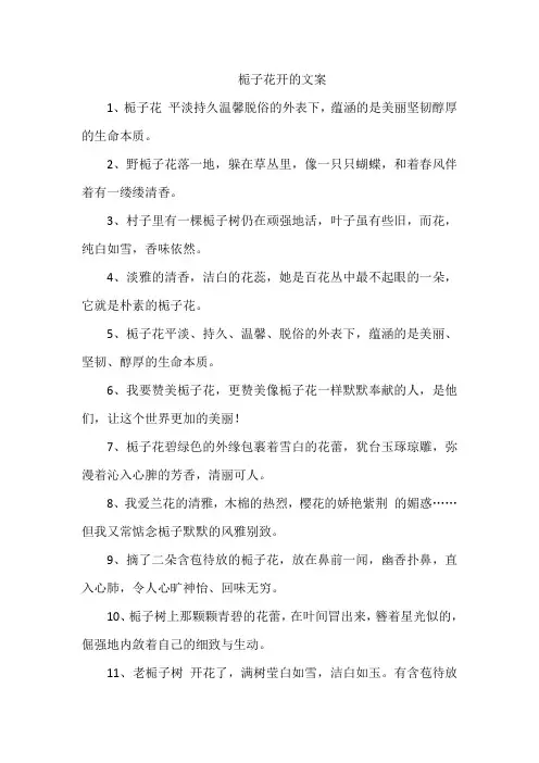 栀子花开的文案