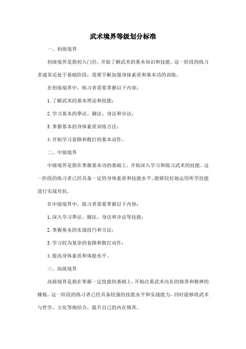 武术境界等级划分标准