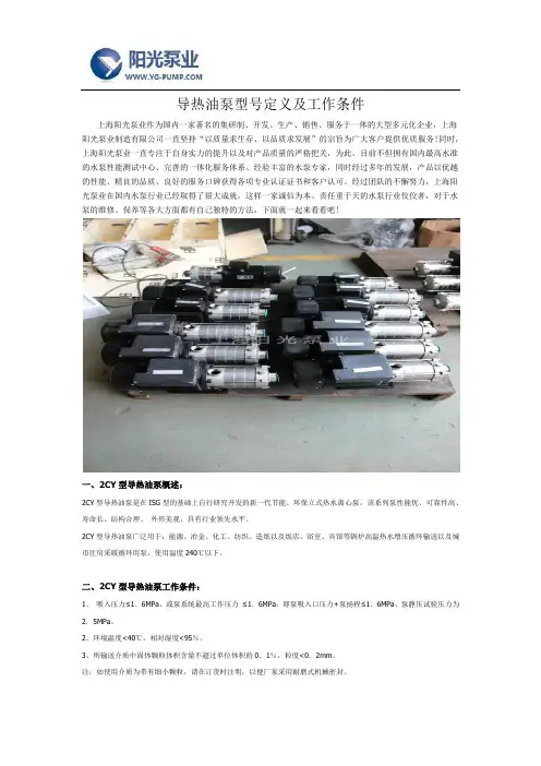导热油泵型号定义及工作条件
