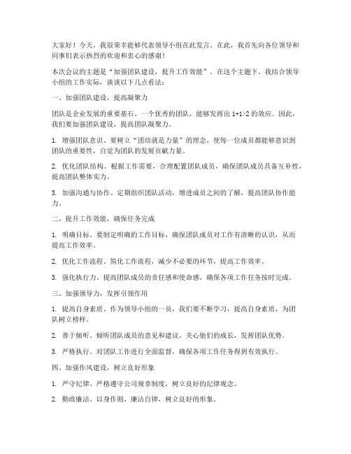 领导小组参会发言稿范文
