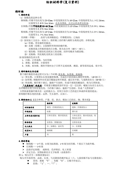 纺织材料学考研资料