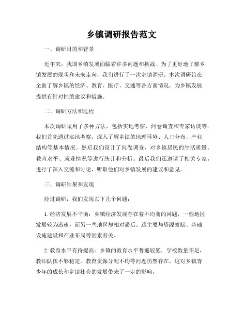 乡镇调研报告范文