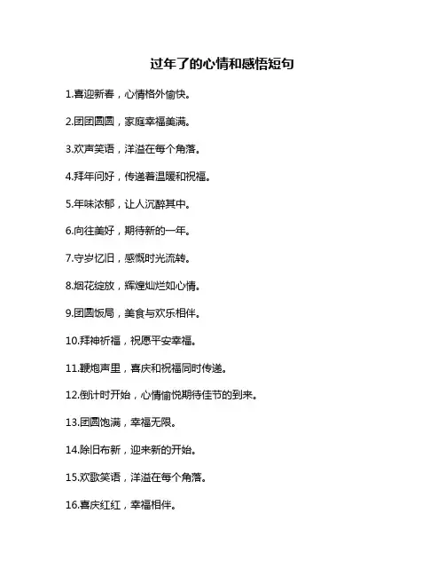 过年了的心情和感悟短句