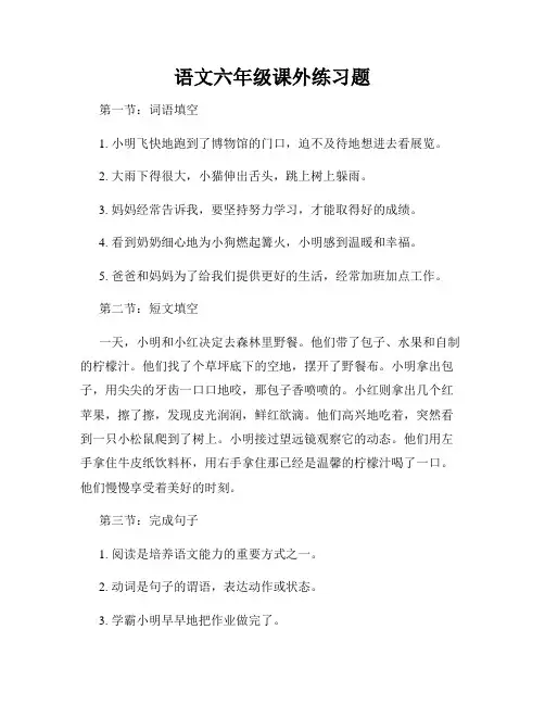 语文六年级课外练习题