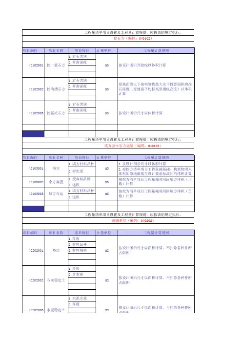 最新2013年市政专业工程清单工程量计算规则