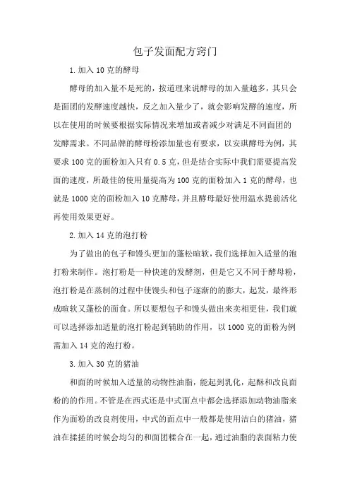 包子发面配方窍门